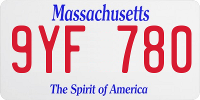 MA license plate 9YF780