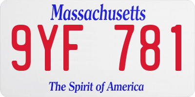 MA license plate 9YF781