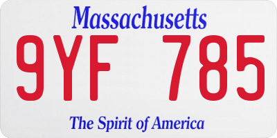 MA license plate 9YF785