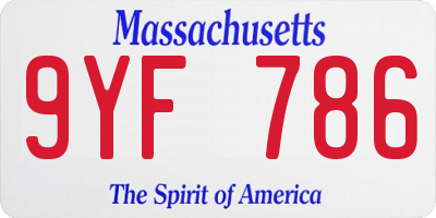 MA license plate 9YF786