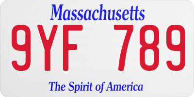 MA license plate 9YF789