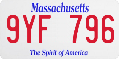 MA license plate 9YF796
