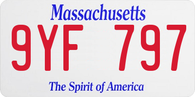MA license plate 9YF797