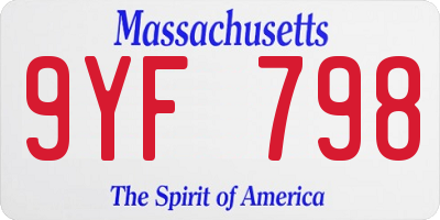 MA license plate 9YF798