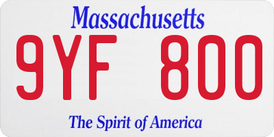 MA license plate 9YF800