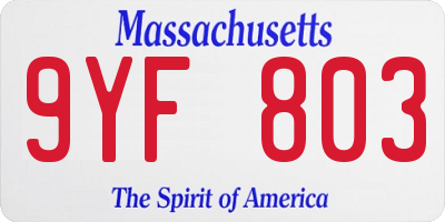 MA license plate 9YF803