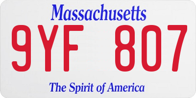MA license plate 9YF807