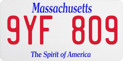 MA license plate 9YF809