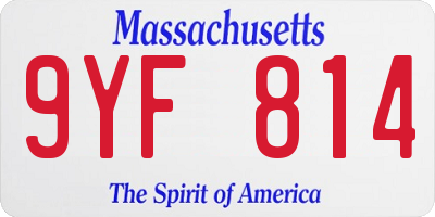 MA license plate 9YF814