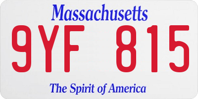 MA license plate 9YF815