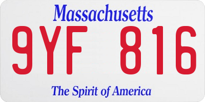 MA license plate 9YF816