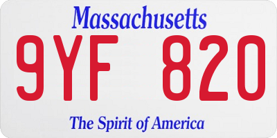MA license plate 9YF820