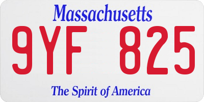 MA license plate 9YF825