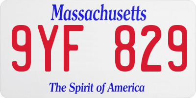 MA license plate 9YF829