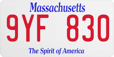 MA license plate 9YF830
