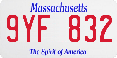 MA license plate 9YF832