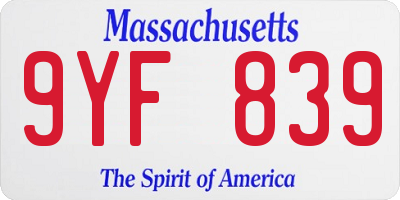 MA license plate 9YF839