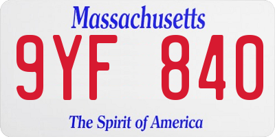 MA license plate 9YF840