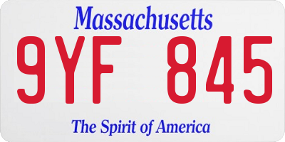 MA license plate 9YF845