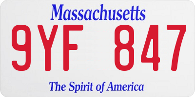 MA license plate 9YF847