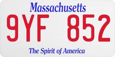 MA license plate 9YF852