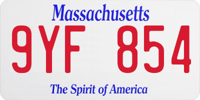 MA license plate 9YF854