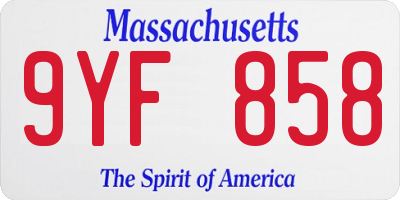 MA license plate 9YF858