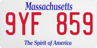 MA license plate 9YF859