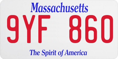 MA license plate 9YF860