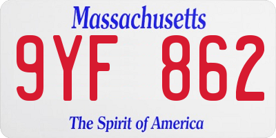 MA license plate 9YF862