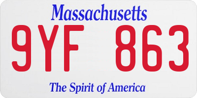 MA license plate 9YF863