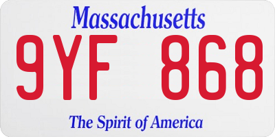 MA license plate 9YF868