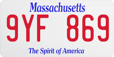 MA license plate 9YF869