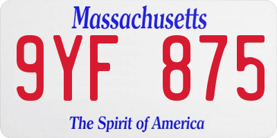 MA license plate 9YF875