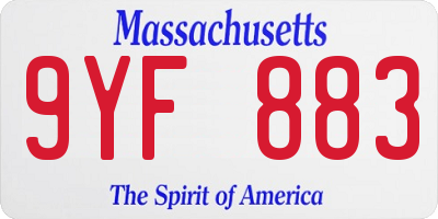 MA license plate 9YF883