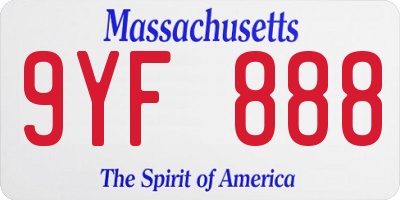 MA license plate 9YF888