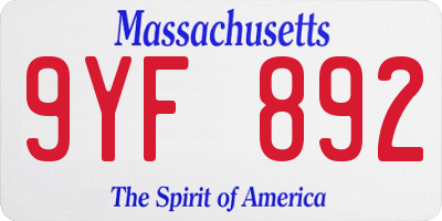 MA license plate 9YF892