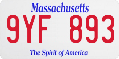 MA license plate 9YF893