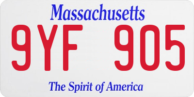 MA license plate 9YF905