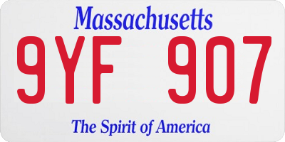 MA license plate 9YF907