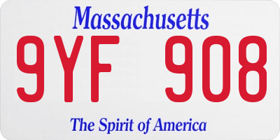 MA license plate 9YF908