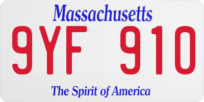 MA license plate 9YF910