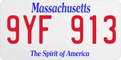 MA license plate 9YF913