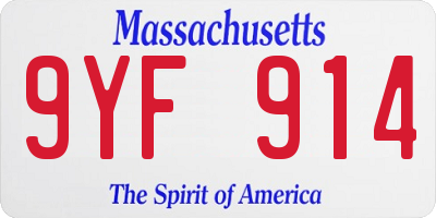 MA license plate 9YF914
