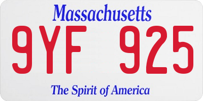 MA license plate 9YF925