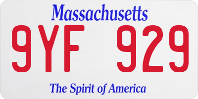 MA license plate 9YF929