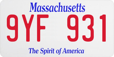 MA license plate 9YF931