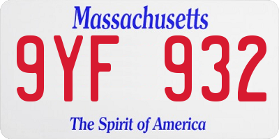 MA license plate 9YF932