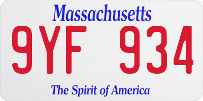 MA license plate 9YF934