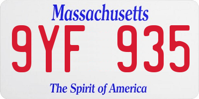 MA license plate 9YF935